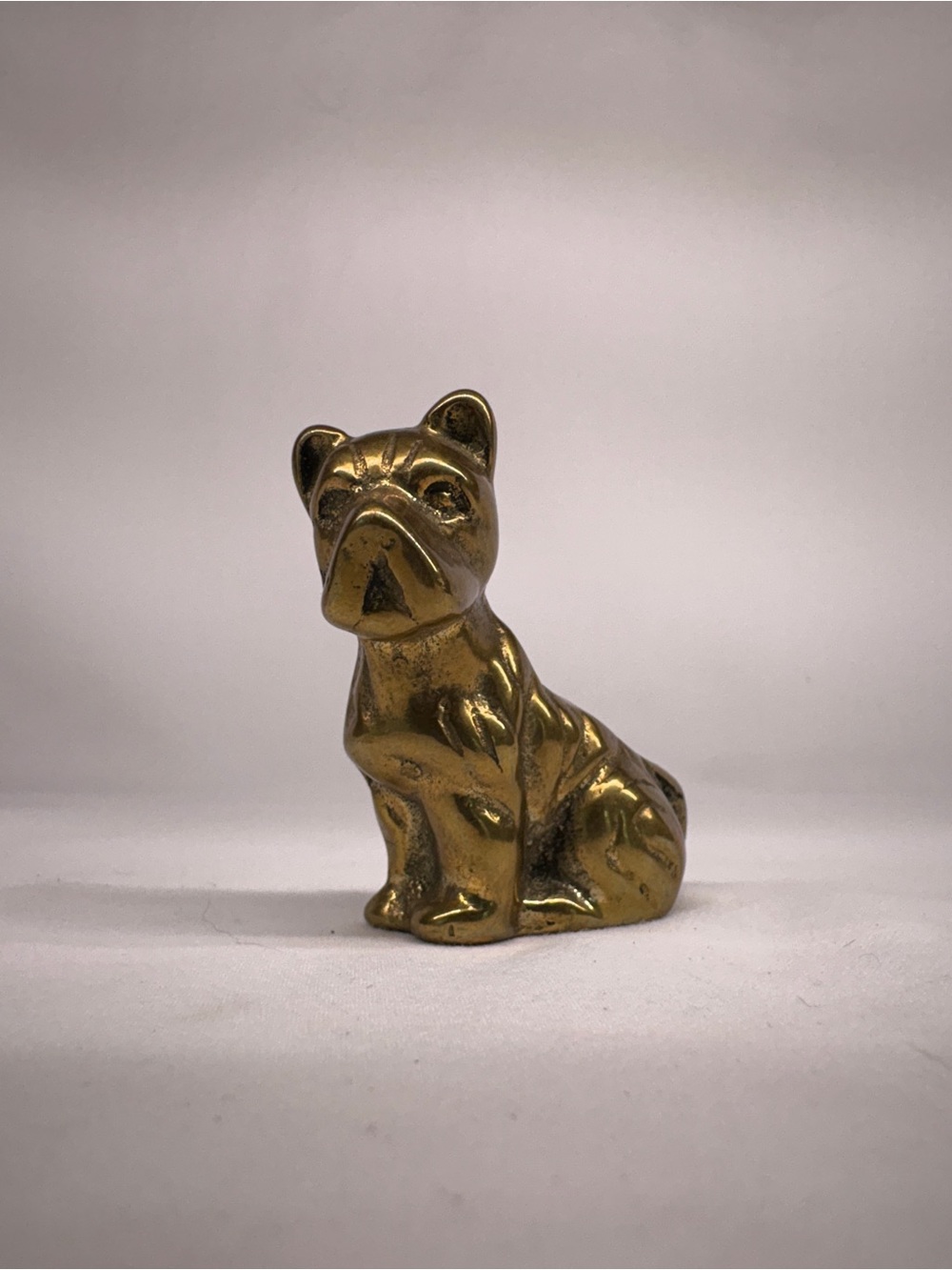 Vintage Solid Brass French Bulldog Figurine Miniature Boston Terrier Dog Statue